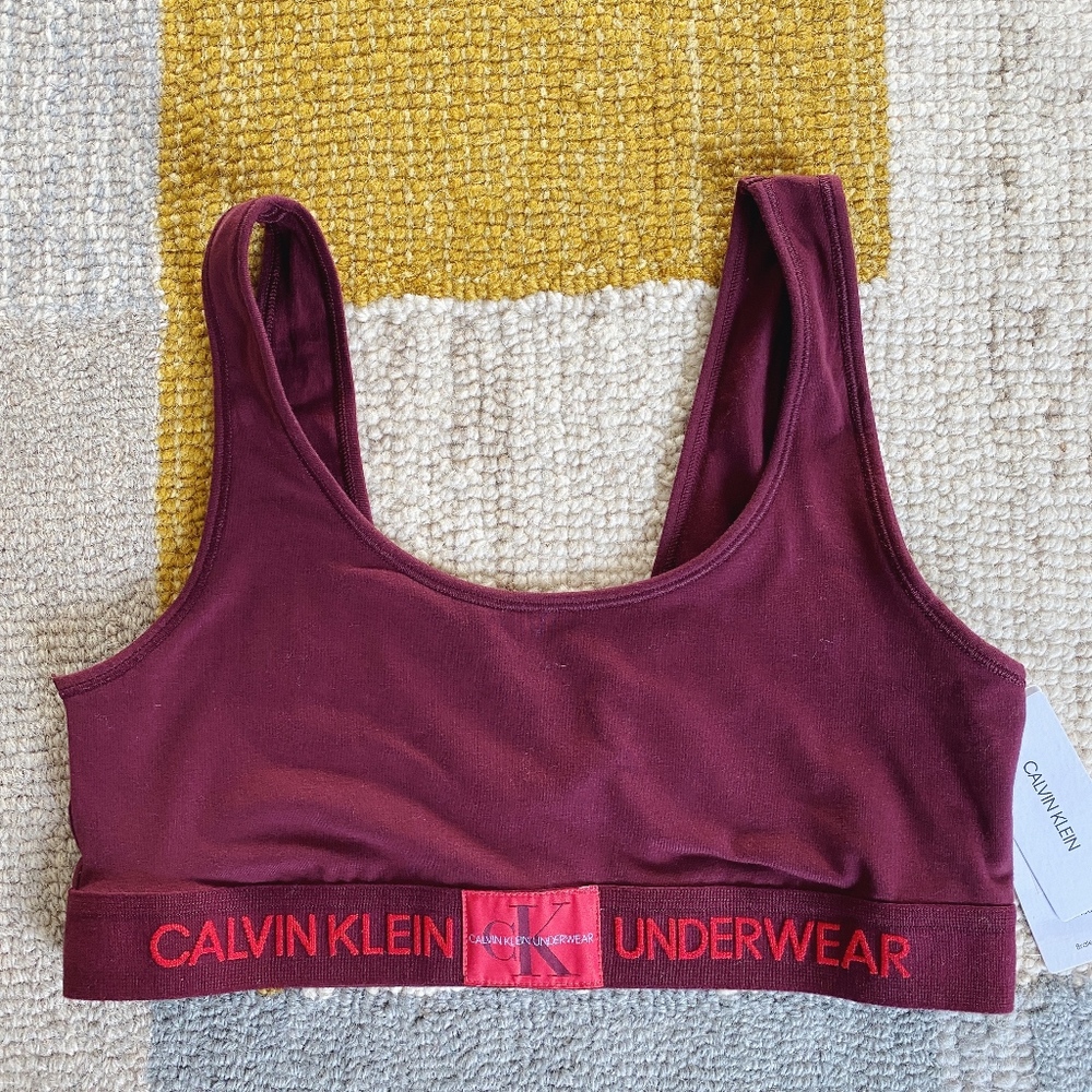 Calvin Klein Unlined Burgundy Bralette size large - Picture 3 of 5